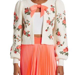 Alice and Olivia Kitty Floral  Bow Cardigan
